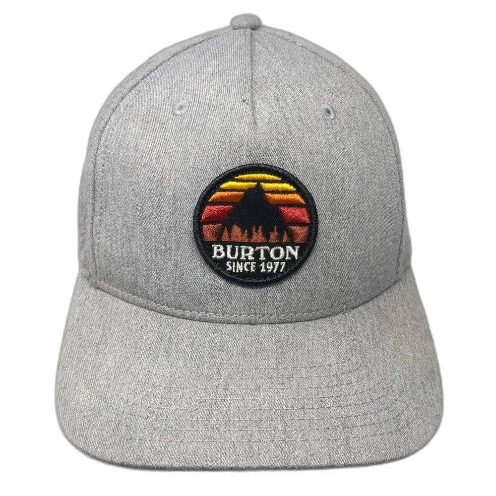 Burton 5 Panel Gray One Size Mountain Sunset Patch Snapback Hat High Profile